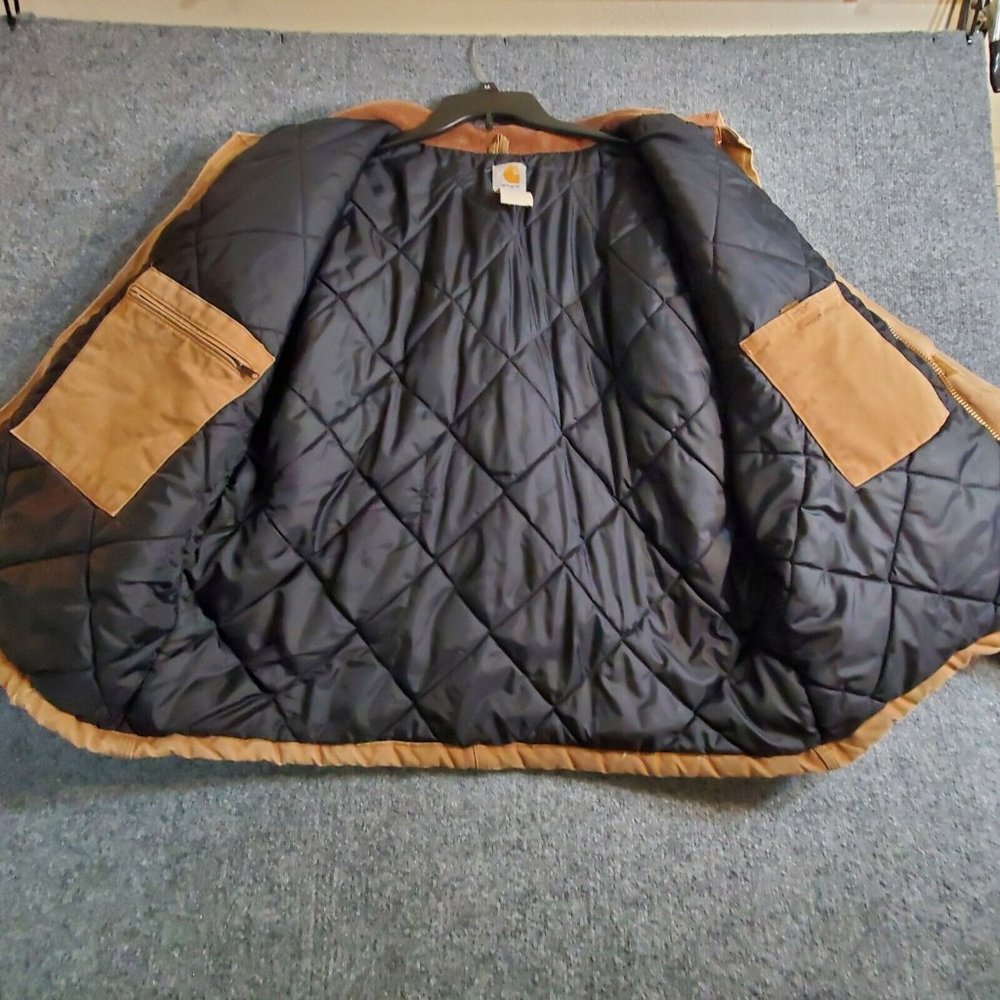 VINTAGE CARHARTT BRN ARCTIC QUILT LINED DUCK CANVAS BROWN JACKET SIZE XL - Picture 13 of 16
